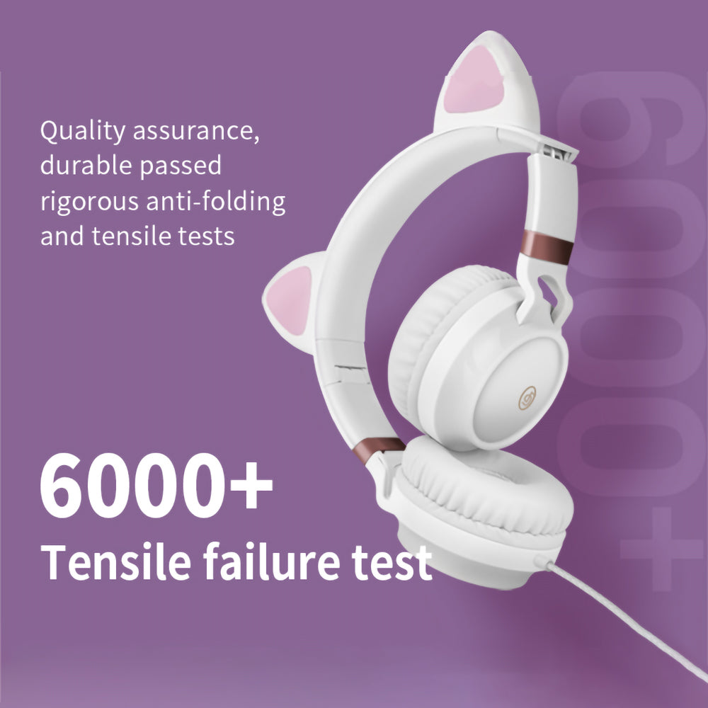 FINGERTIME Cute Cat Ear Wired Headphone Music Stereo Headset with Microphone Adult Girls Kids Headset Gift FINGERTIME Cute Cat Ear Wired Headphone Music Stereo Headset with Microphone Adult Girls Kids Headset Gift